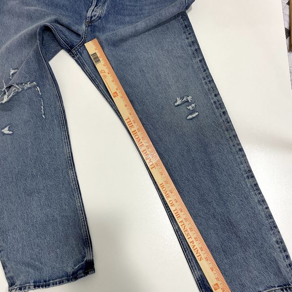 AGOLDE 90s Pinch Waist Distressed High Rise Straight Leg Jeans US 34 NWT - Picture 8 of 16